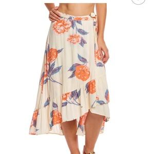 NWT Billabong floral high low maxi wrap skirt